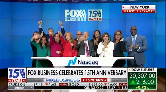 Fox Business Network celebrates 15th anniversary by ringing iconic Nasdaq opening bell