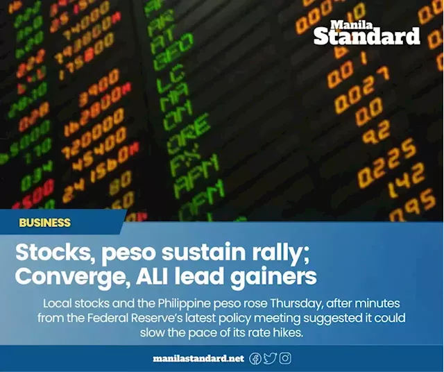 Stocks, peso sustain rally; Converge, ALI lead gainers