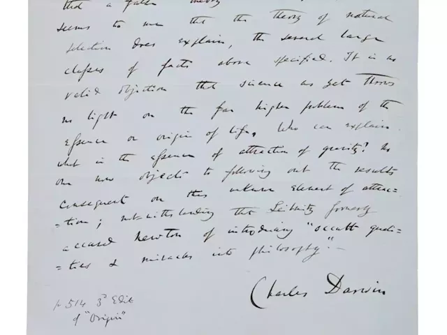 A signed Charles Darwin manuscript on natural selection sold for R15.3 million at auction | Business Insider