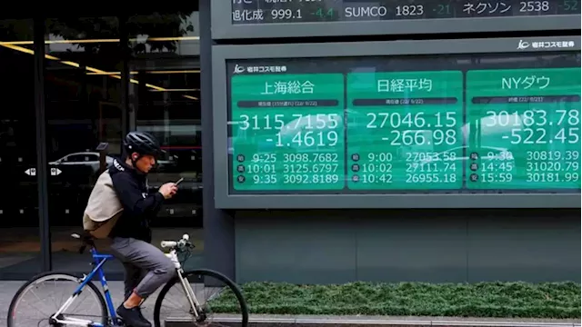 Asia stocks slide toward weekly loss as central banks plough on with rate hikes