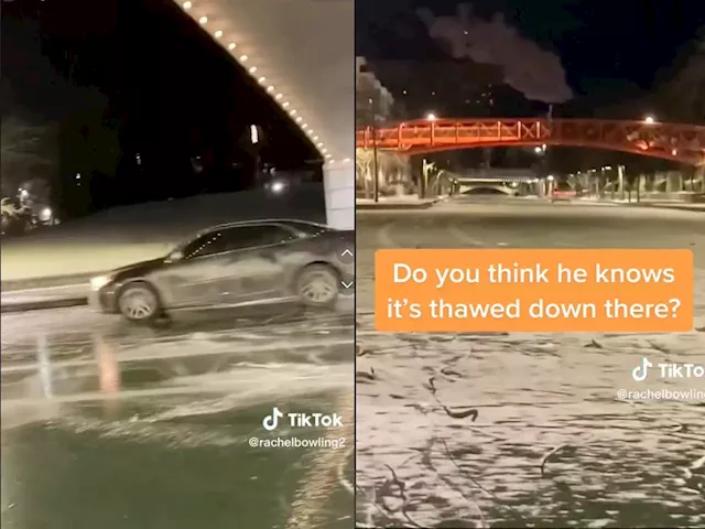 A group of US skaters caught the moment a car drove across a frozen canal, then tumbled in | Business Insider