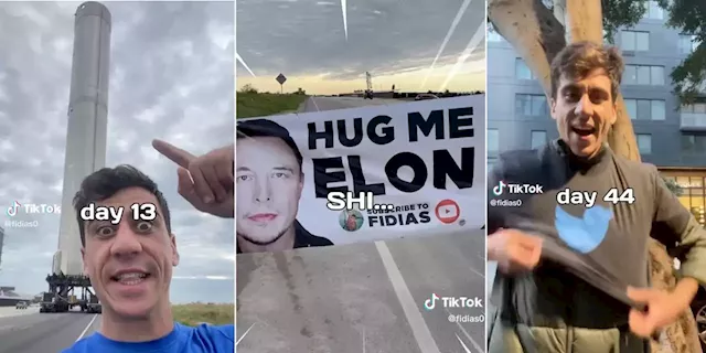 A YouTuber has camped outside Elon Musk's offices for 47 days for a hug | Business Insider