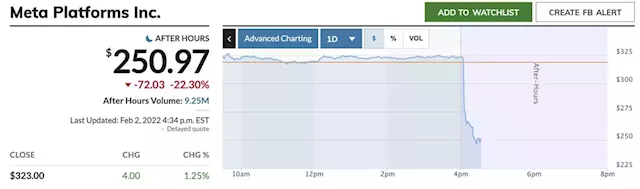 Meta shares slide more than 20% on earnings miss, weak guidance