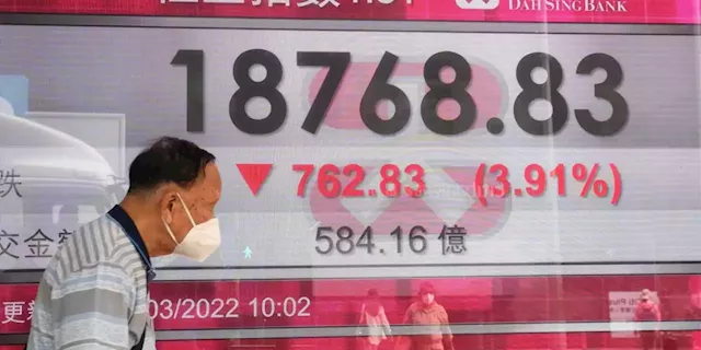 China stocks lead Asian markets mostly lower, while oil prices fall under $100 a barrel