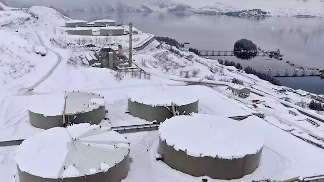 Snow pileup damages Alaska pipeline company’s massive Valdez oil tanks