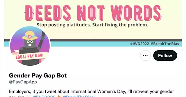 This bot is tweeting pay disparity data at companies posting about International Women’s Day