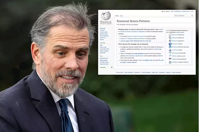 Wikipedia deletes entry for Hunter Biden investment firm Rosemont Seneca Partners