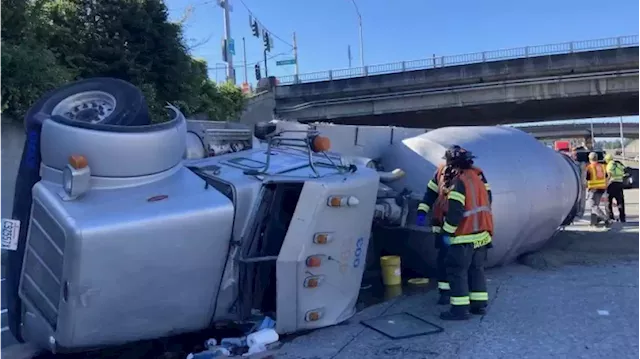 I-5’s rolled-over cement driver cited for negligence hours before company pours on I-5 project