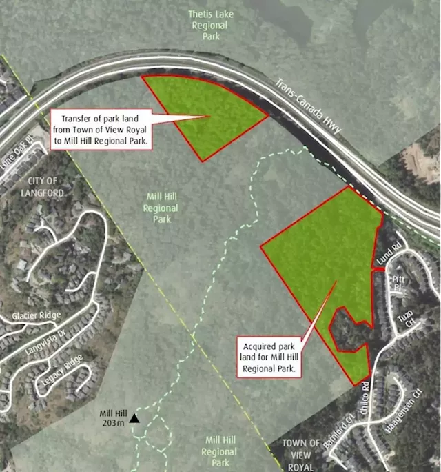 9.8-hectare acquisition from View Royal expands Mill Hill park