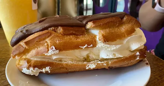 We tried Preston's cosy market café that serves the biggest eclairs we've seen