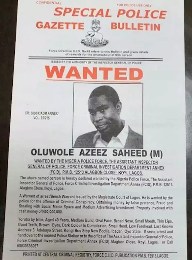 Nigerian Police Declare FarmKonnect CEO Oluwole Azeez Wanted Over Alleged N50Million Investment Fraud | Sahara Reporters