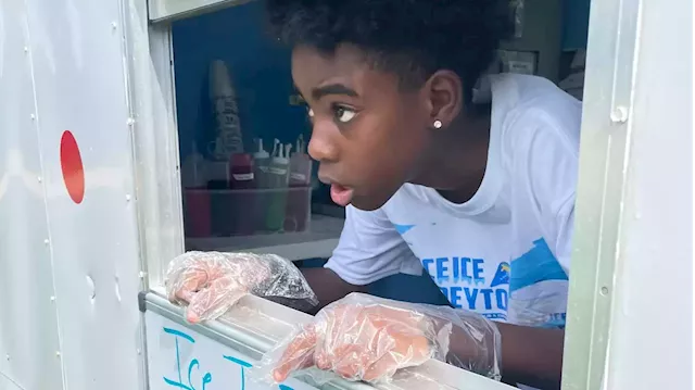 A 12-year-old boy is learning about business, and life, slinging snow cones in Florida