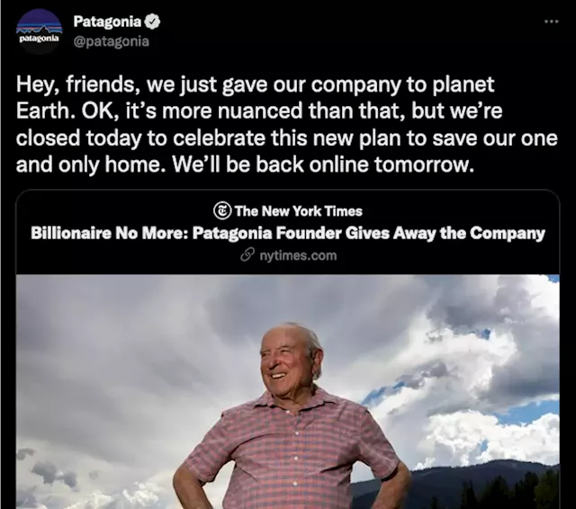 Billionaire No More: Patagonia Founder Gives Away the Company