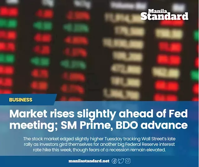 Market rises slightly ahead of Fed meeting; SM Prime, BDO advance