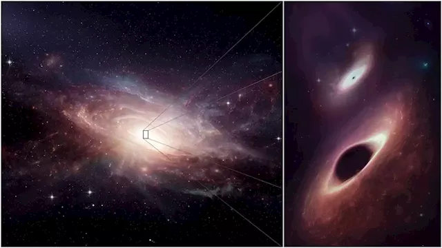 Hungry black holes trapped in an intimate dance feast on leftovers from a galactic merger