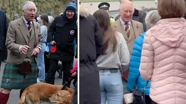 Royals back in business: Charles chuckles with public during Scottish visit as William and Kate visit mental health charity