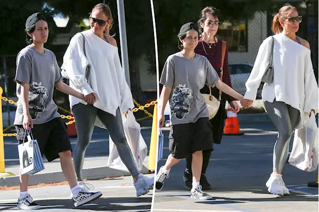 Jennifer Lopez sweetly holds 15-year-old Emme’s hand during LA flea market outing