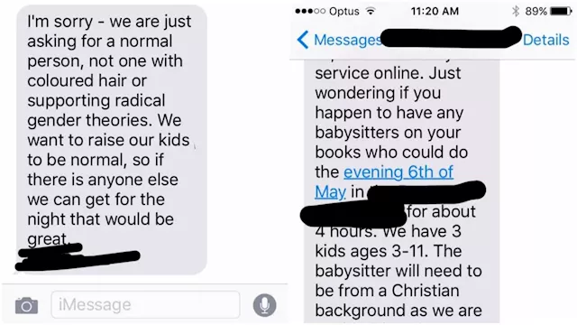 Babysitting company call out homophobic customer asking “for a normal person”