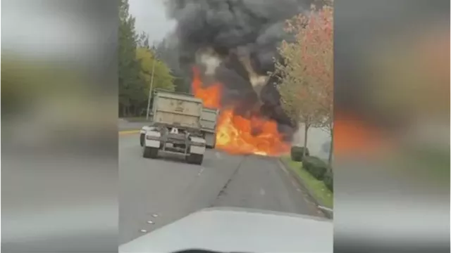 ‘This is my livelihood’: Redmond man saves life as his dump truck, business goes up in flames