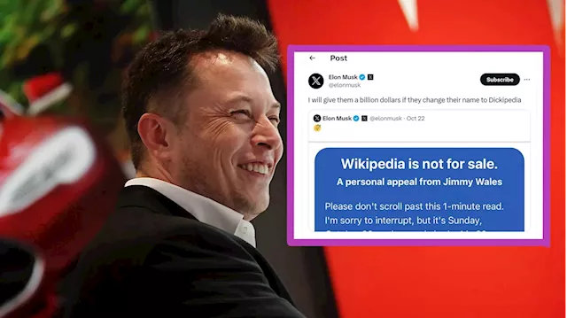 Elon Musk Offers Wikipedia $1 Billion To Change Name To D!ckipedia Just After ‘Disaster’ Earnings Call