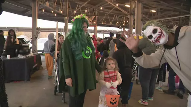 Thousands of children show off their costumes at the annual Halloween Market event