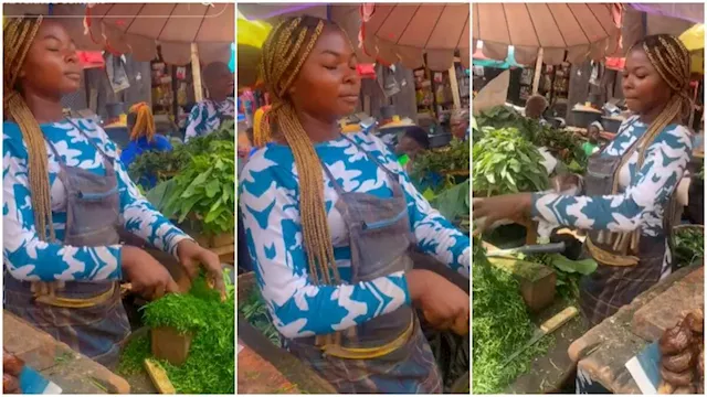 TikTok Video of Beautiful Lady Cutting Vegetables in Market With Eyes Closed Creates Buzz Online