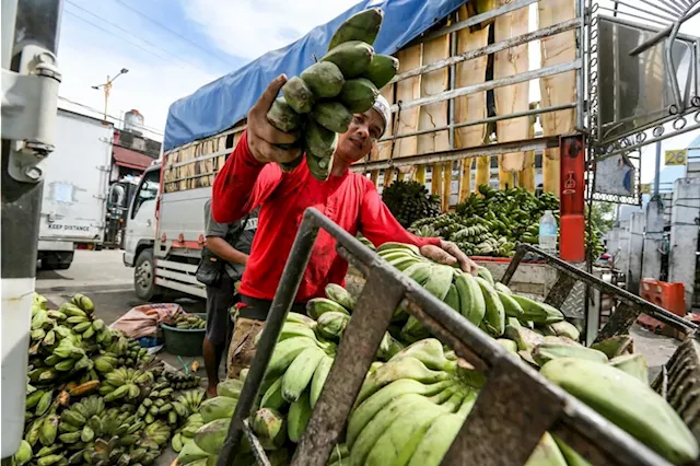 Unloading bananas at the market