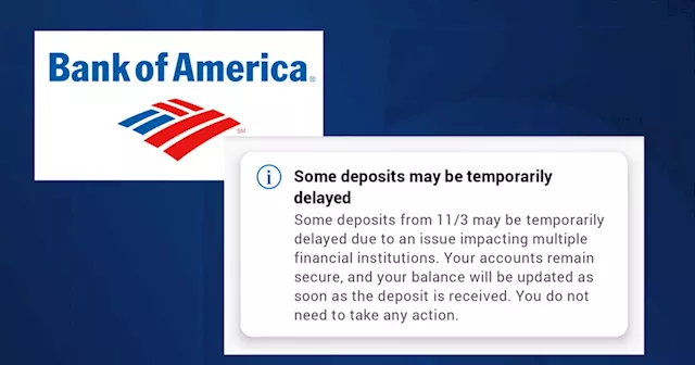 Bank of America warns of banking industry deposit delays Friday