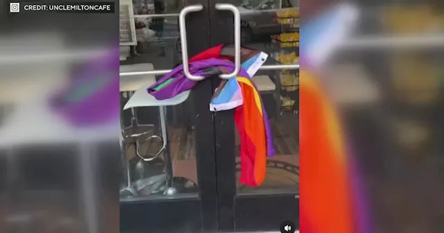 Pride flag outside New Jersey cafe torn down again, business owner says