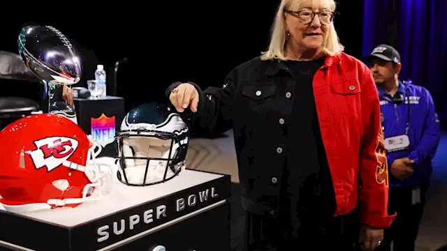 Mama Kelce's split Eagles-Chiefs Super Bowl jacket designed by Maryland business owner