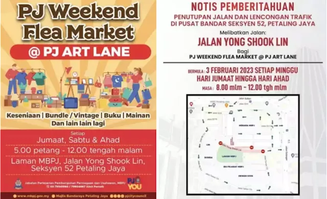 Jalan Yong Shook Lin in PJ State to be closed every Fri-Sun, 8pm to midnight for PJ Weekend Flea Market - paultan.org