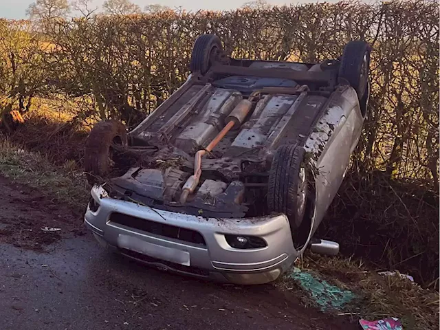 Woman has lucky escape after car rolls in Market Drayton crash