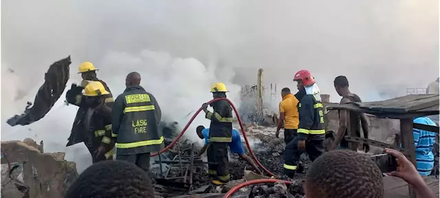 Shops destroyed as fire guts auto parts market in Lagos