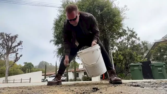 Arnold Schwarzenegger hits back at gas company over 'pothole' which was actually 'service trench'