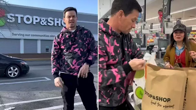 Mark Wahlberg bags groceries at hometown market where he held first job