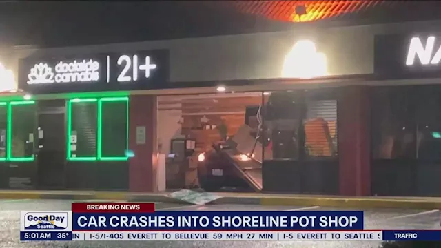 Suspects crash stolen car into Shoreline pot shop, burglarize business