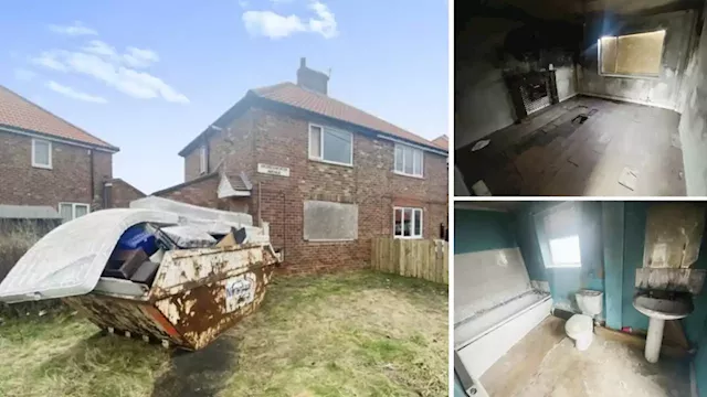 Britain’s worst house? Fire-damaged property with skip in garden sold as ‘fantastic investment’ for £20,000