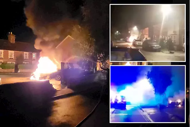 Quaint market town left looking like a WAR ZONE after gang torches 13 cars