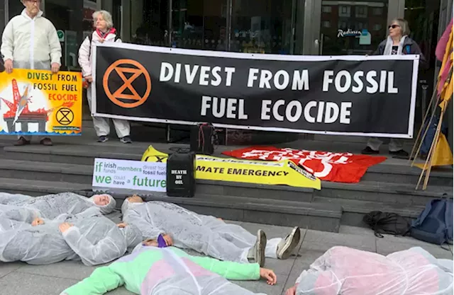 Extinction Rebellion protest Irish investment conference to stop funding of 'climate chaos'