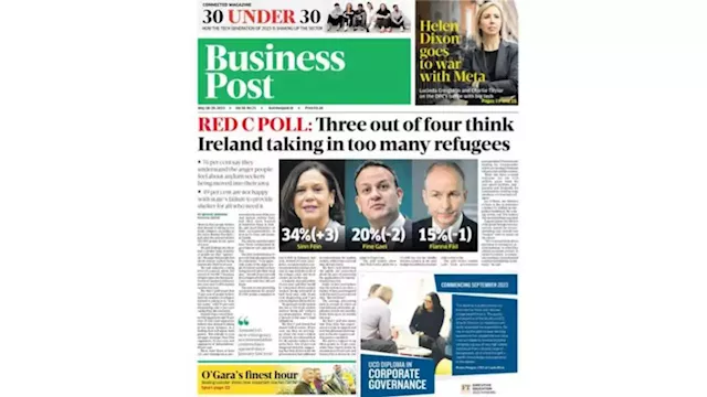 In this week’s Business Post: Three out of four think Ireland has taken too many refugees, RedC poll reveals