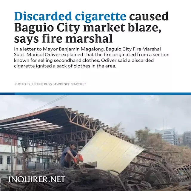 Discarded cigarette caused Baguio City market blaze, says fire marshal