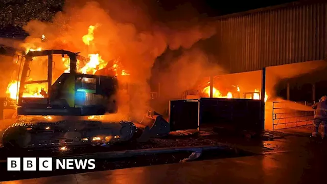 Diggers and dumper truck damaged in Market Drayton farm fire