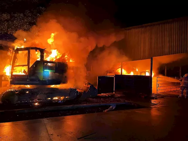 Firefighters battle plant machinery blaze near Market Drayton as investigation under way