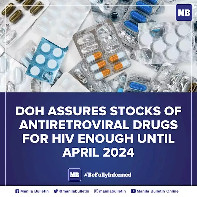 DOH assures stocks of antiretroviral drugs for HIV enough until April 2024