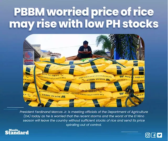 PBBM worried price of rice may rise with low PH stocks