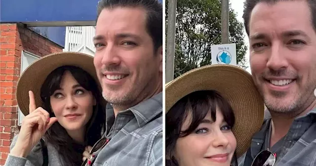 Zooey Deschanel poses at Lanark station with finance in 'Outlander love story'