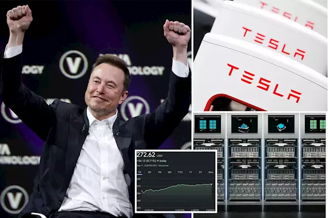 Tesla surges 10% on report its supercomputer could add $500B to market cap