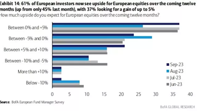 Investors See European Stocks Rising Over Next Year, BofA Says