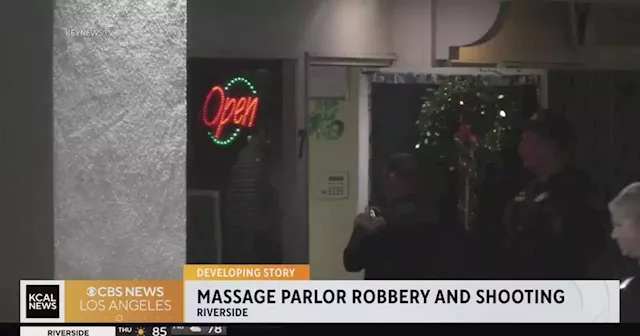 An employee at a Riverside massage business shot at two attempted robbers