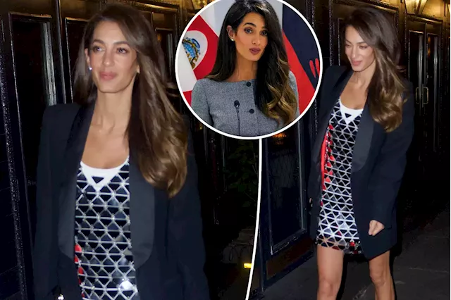 Amal Clooney swaps business look for a disco ball minidress during UN General Assembly in NYC